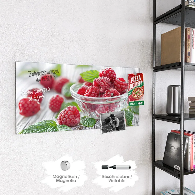 Glas Magnettafel - Frische Himbeeren