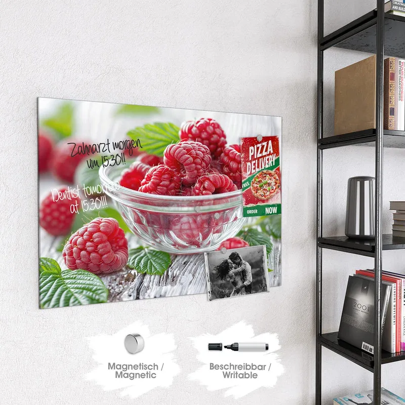 Glas Magnettafel - Frische Himbeeren