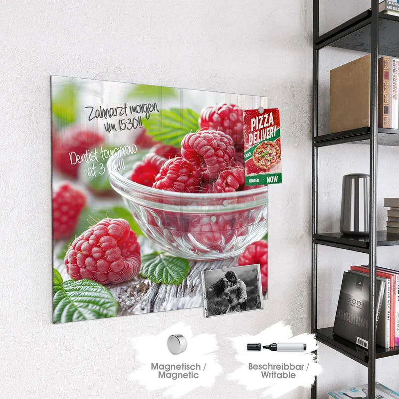 Glas Magnettafel - Frische Himbeeren