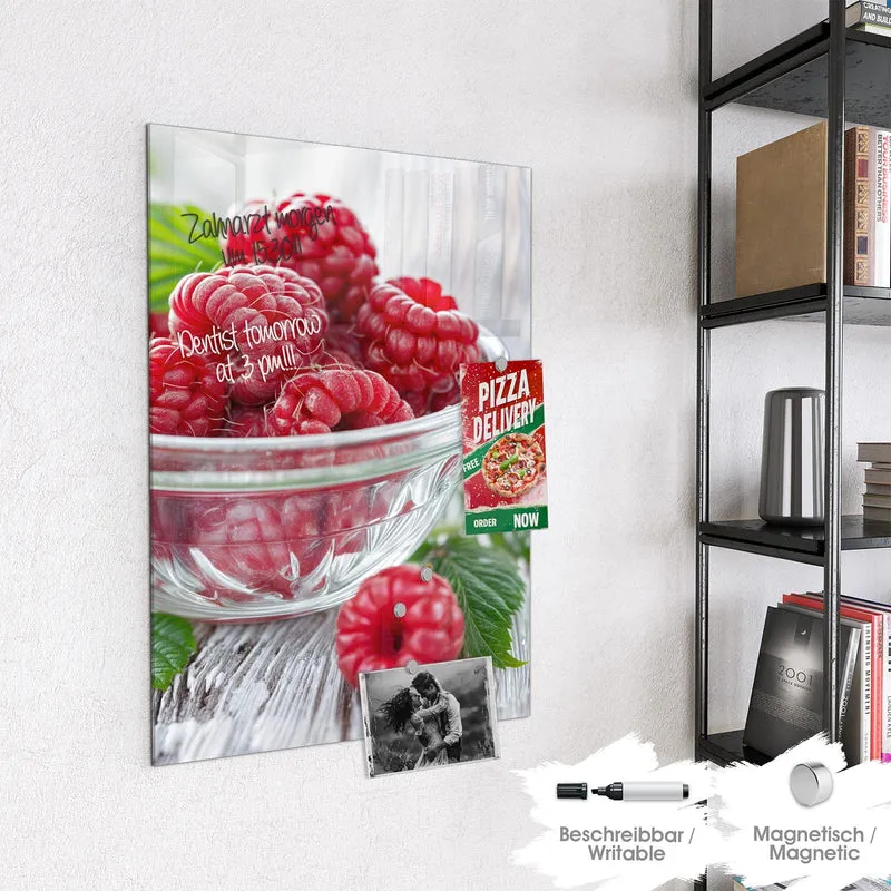 Glas Magnettafel - Frische Himbeeren