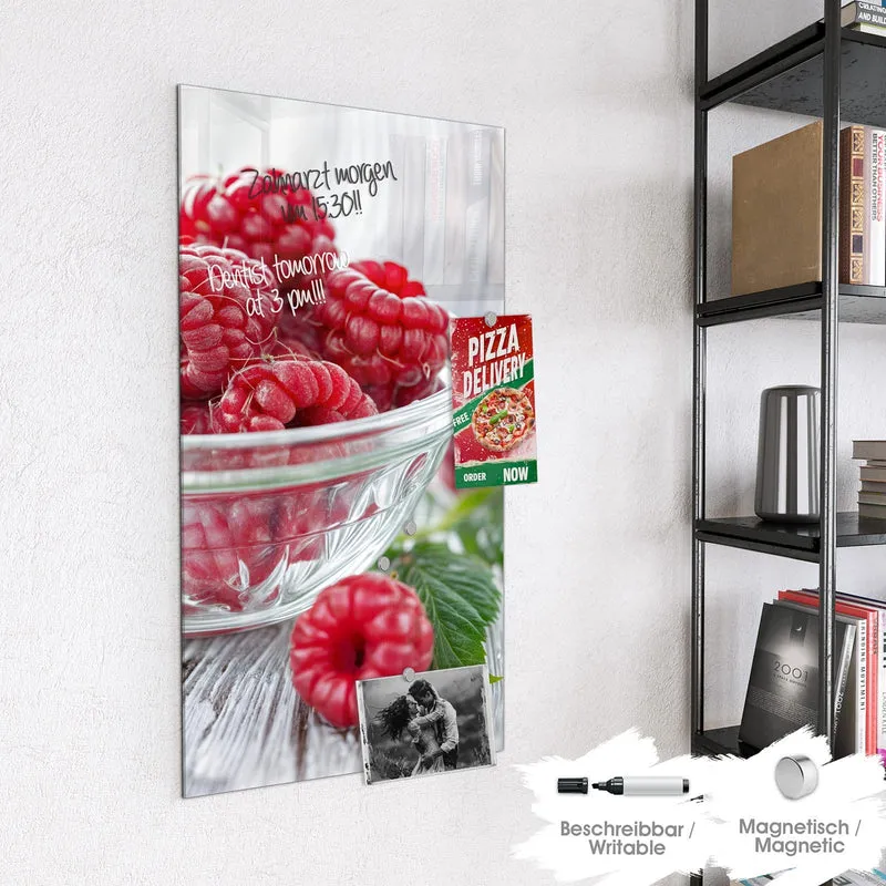 Glas Magnettafel - Frische Himbeeren