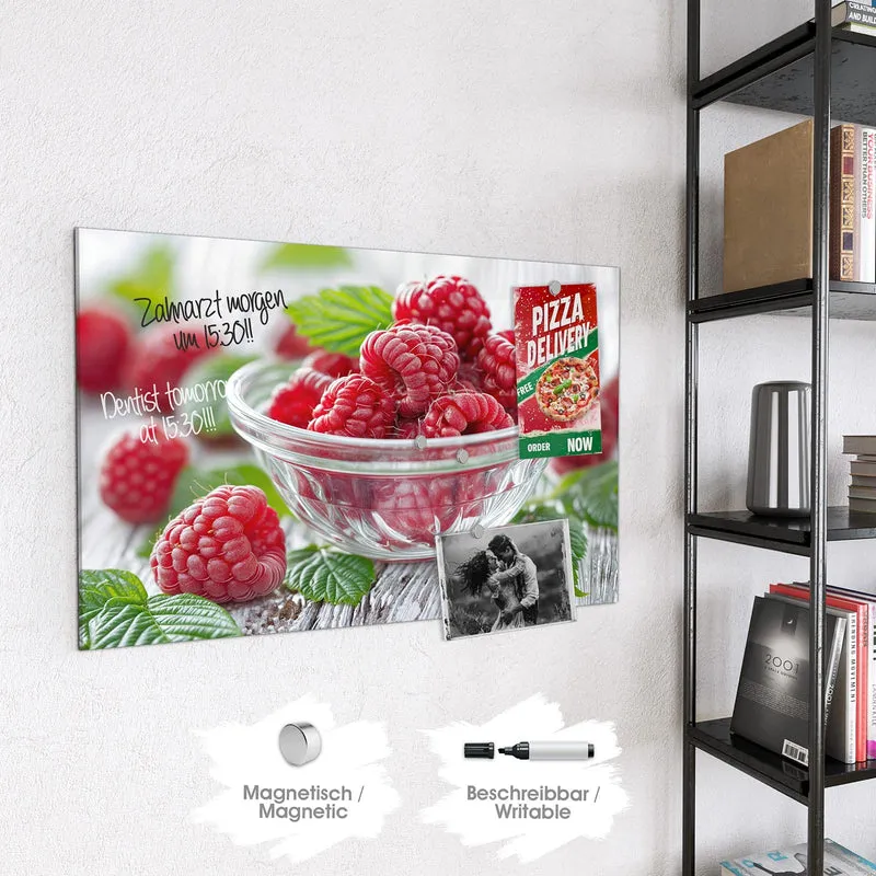 Glas Magnettafel - Frische Himbeeren