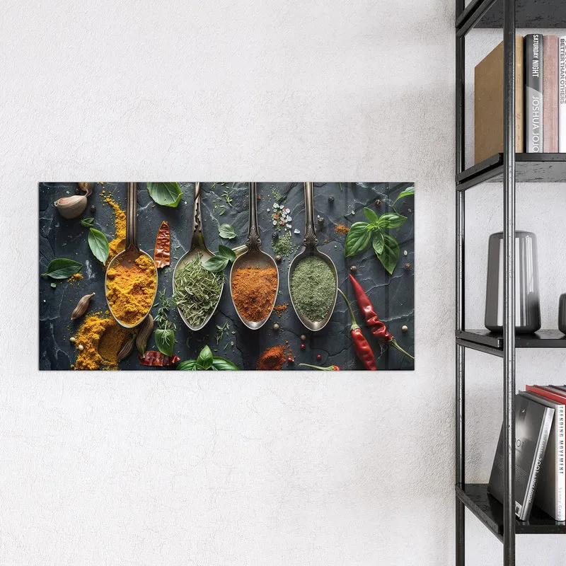 Glas Magnettafel - Gewürze auf Schiefer