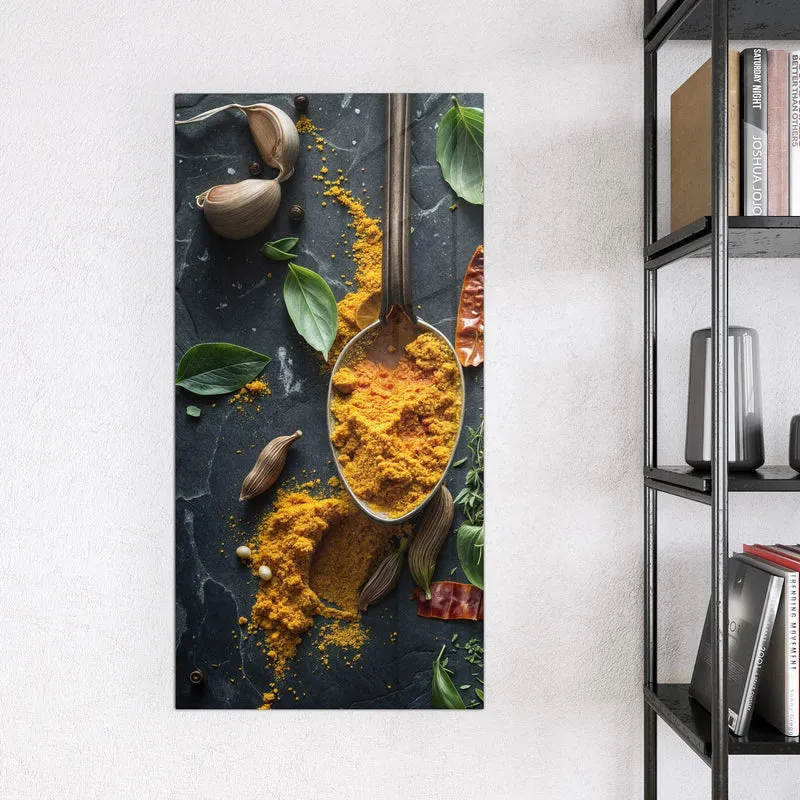Glas Magnettafel - Gewürze auf Schiefer