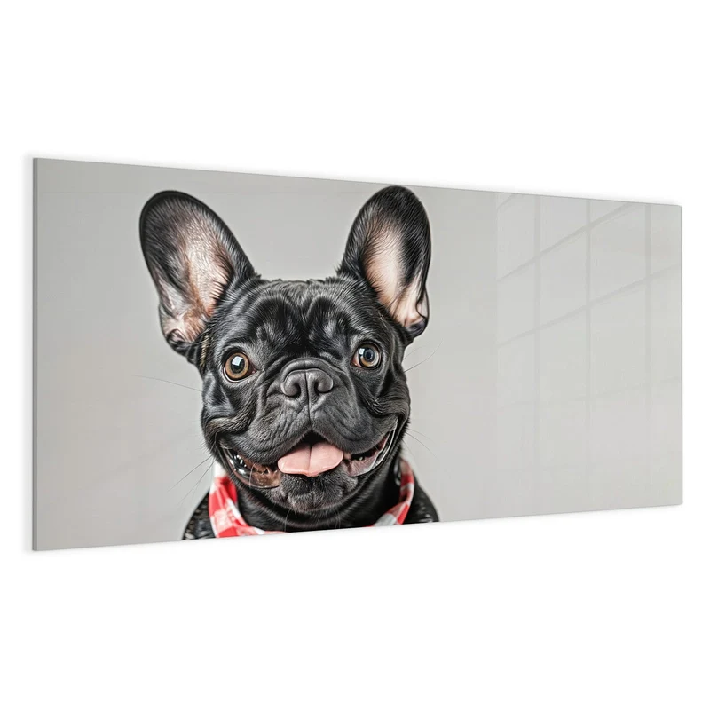 Glas Magnettafel - Bulldogge mit Halstuch