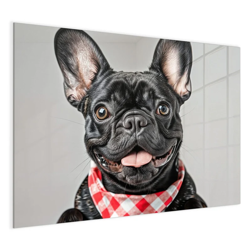 Glas Magnettafel - Bulldogge mit Halstuch