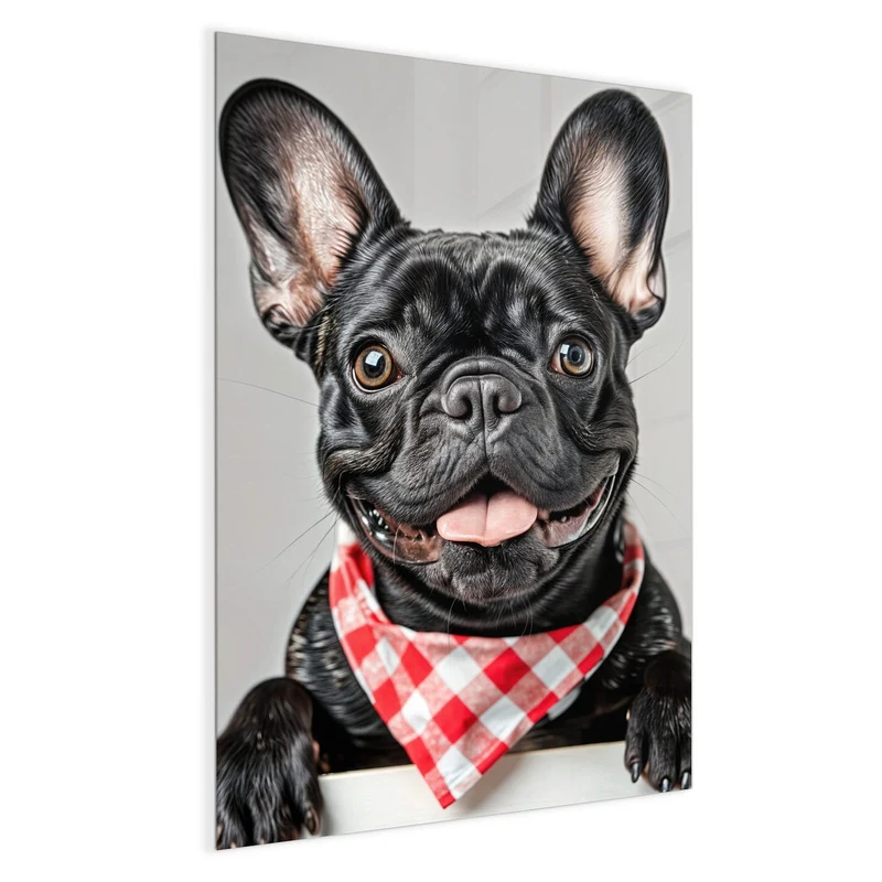 Glas Magnettafel - Bulldogge mit Halstuch