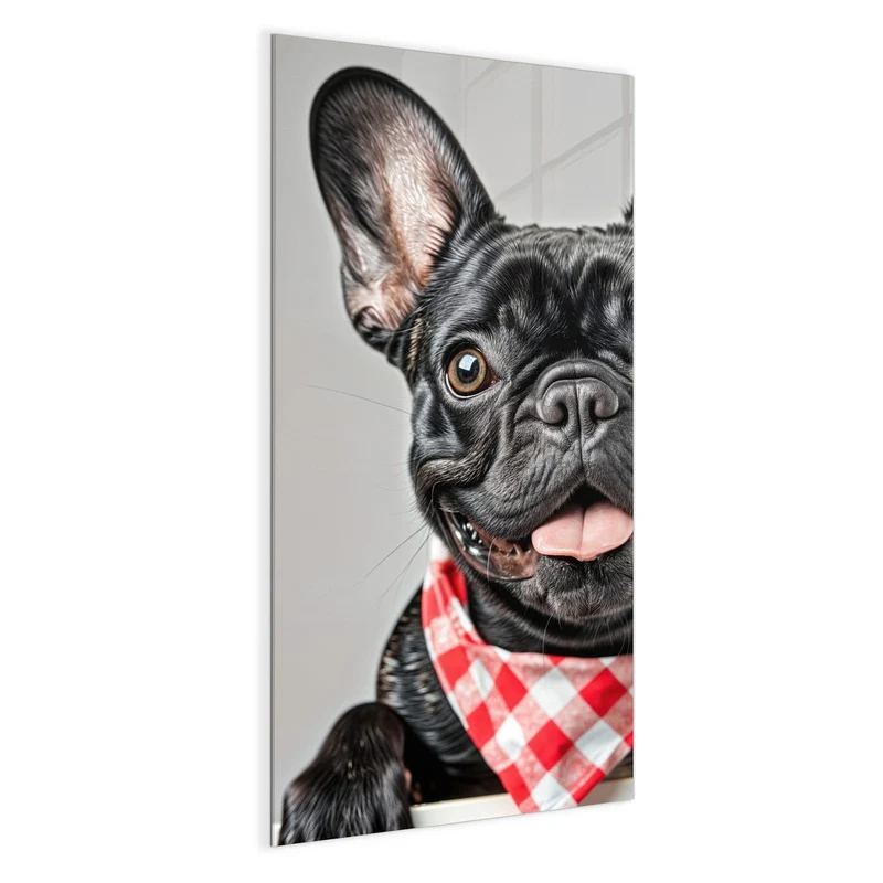 Glas Magnettafel - Bulldogge mit Halstuch