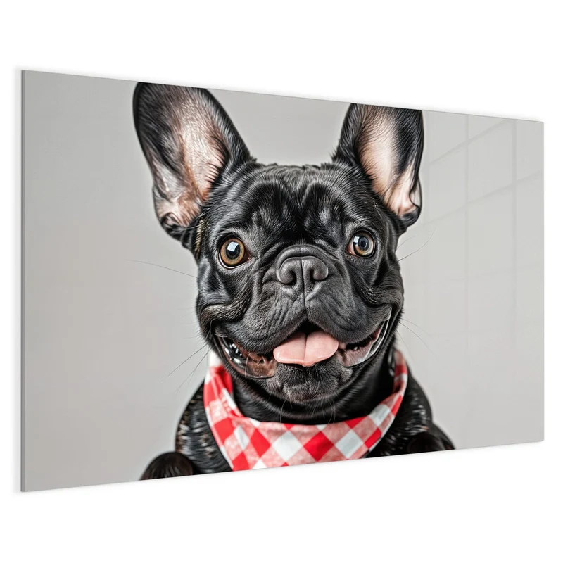Glas Magnettafel - Bulldogge mit Halstuch