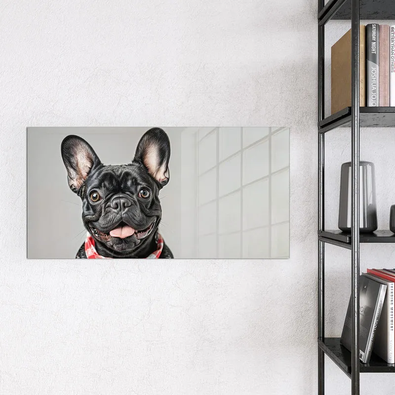 Glas Magnettafel - Bulldogge mit Halstuch