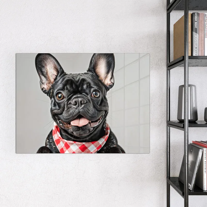 Glas Magnettafel - Bulldogge mit Halstuch