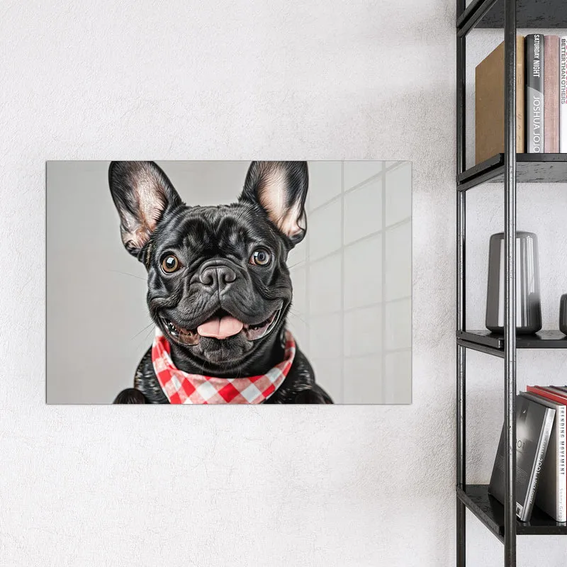 Glas Magnettafel - Bulldogge mit Halstuch