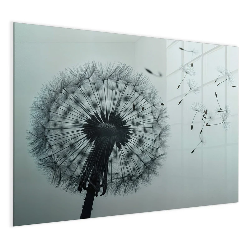 Glas Magnettafel - Pusteblume in Graublau