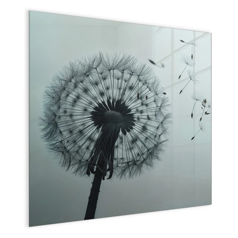 Glas Magnettafel - Pusteblume in Graublau