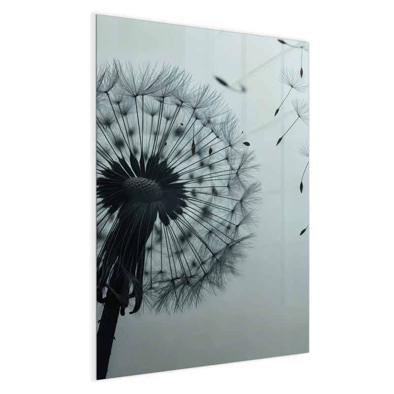 Glas Magnettafel - Pusteblume in Graublau