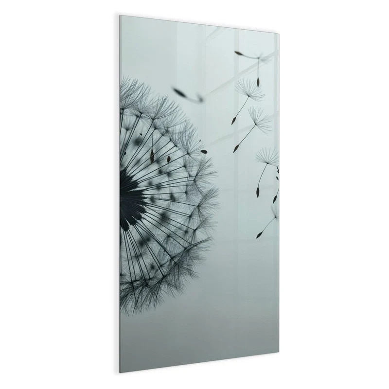 Glas Magnettafel - Pusteblume in Graublau