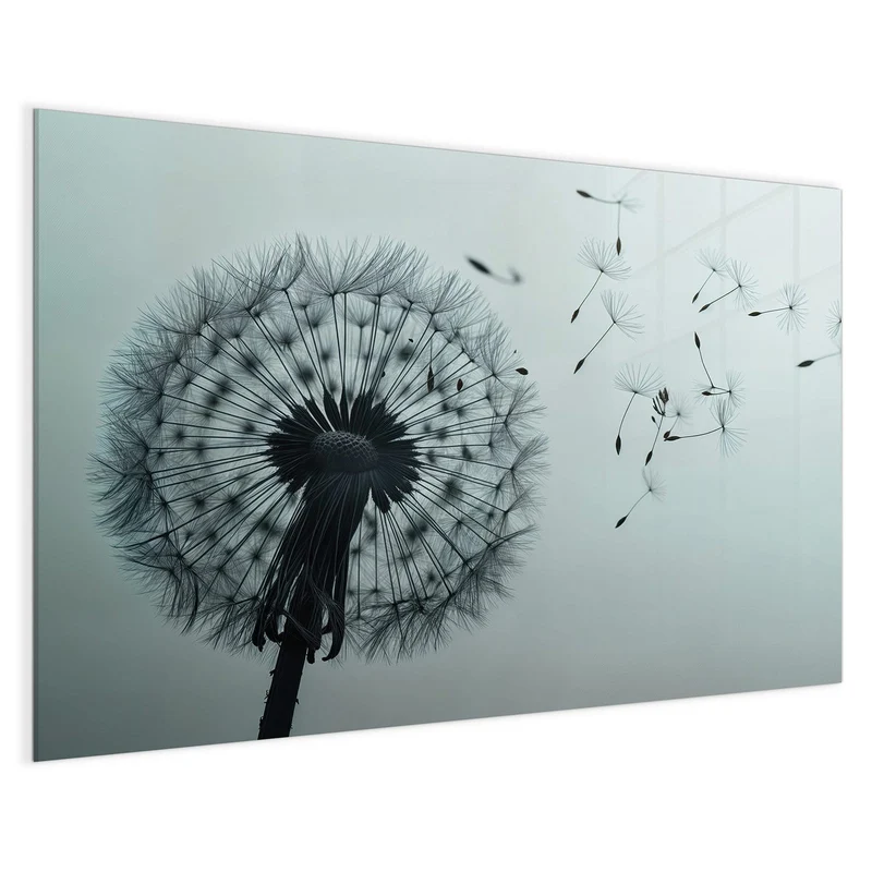 Glas Magnettafel - Pusteblume in Graublau