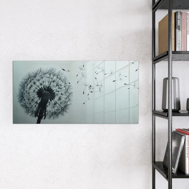 Glas Magnettafel - Pusteblume in Graublau