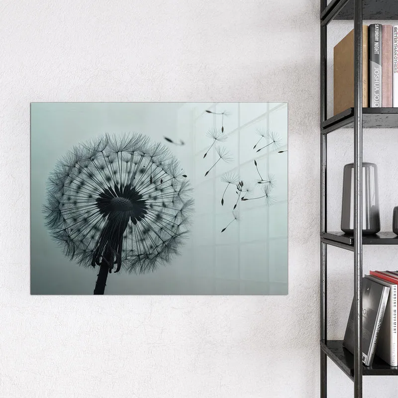 Glas Magnettafel - Pusteblume in Graublau