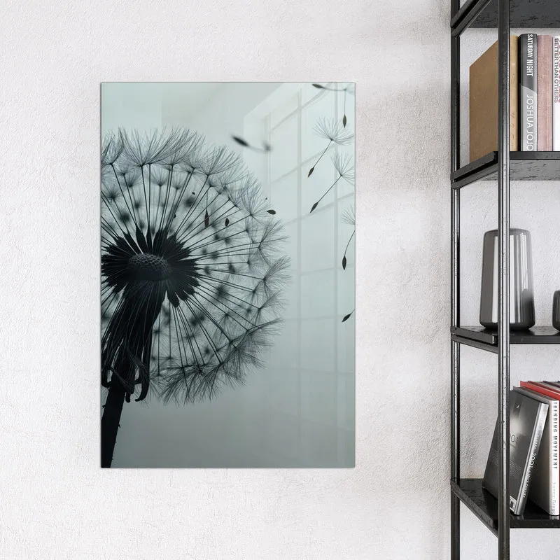 Glas Magnettafel - Pusteblume in Graublau
