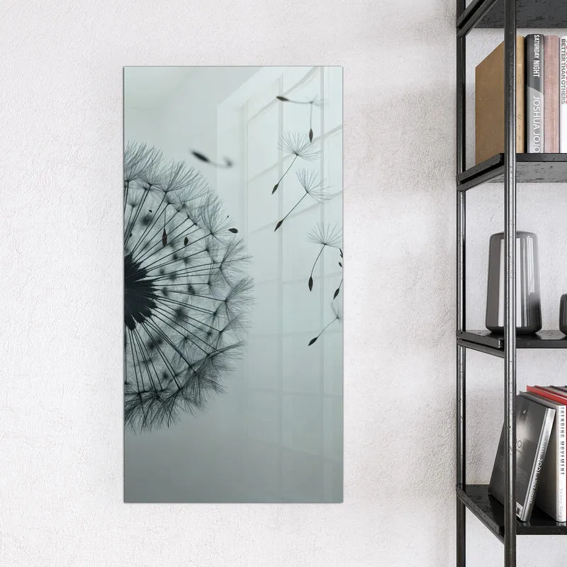 Glas Magnettafel - Pusteblume in Graublau