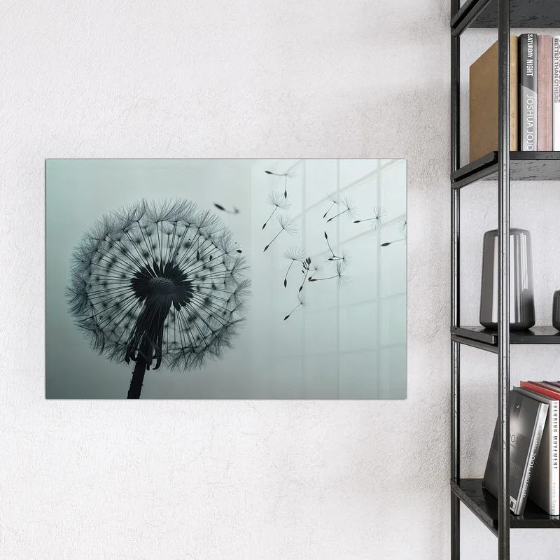 Glas Magnettafel - Pusteblume in Graublau