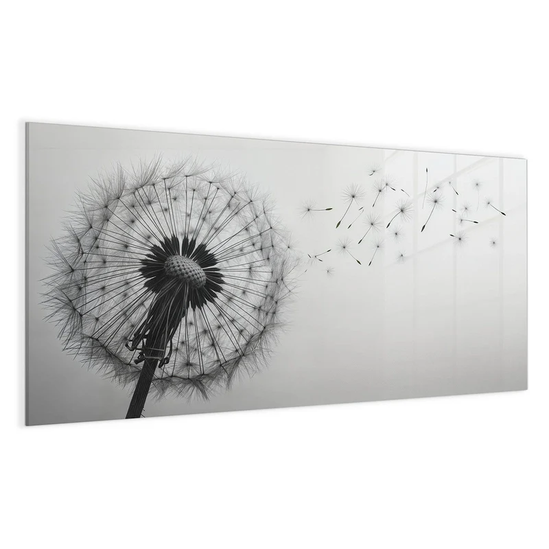 Glas Magnettafel - Pusteblume im Wind