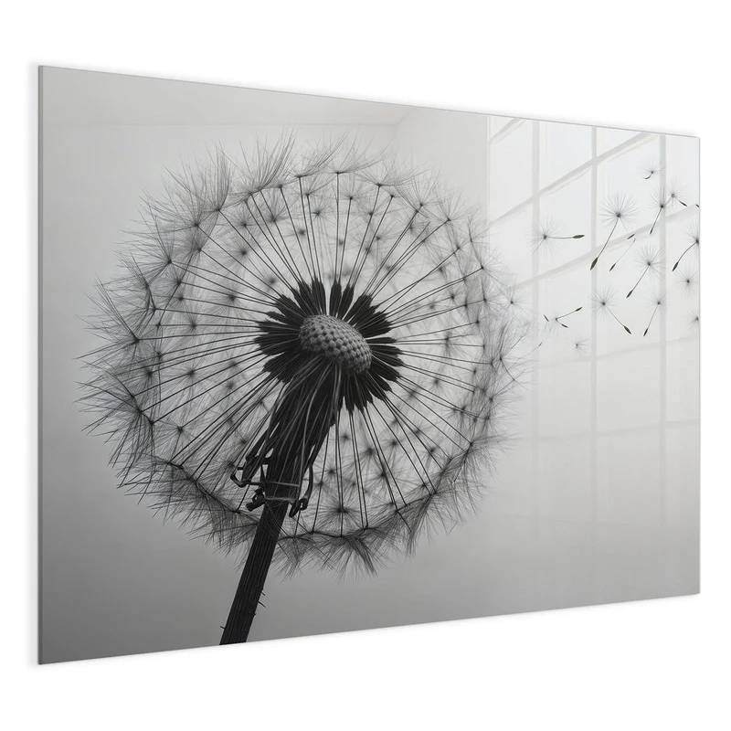 Glas Magnettafel - Pusteblume im Wind