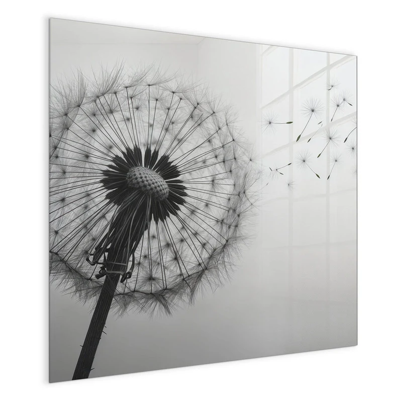 Glas Magnettafel - Pusteblume im Wind