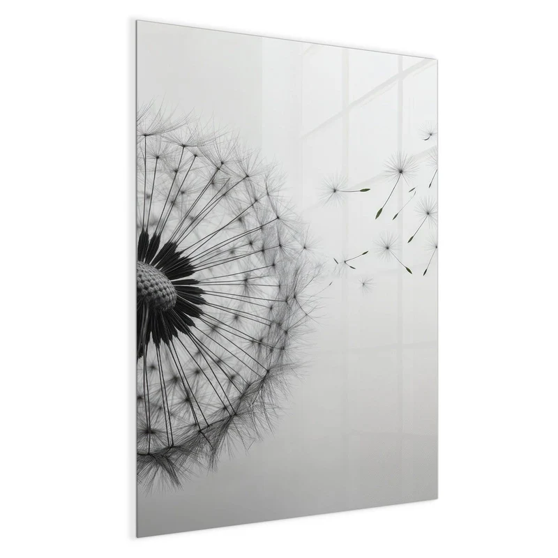Glas Magnettafel - Pusteblume im Wind