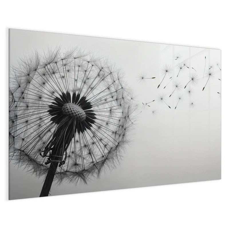 Glas Magnettafel - Pusteblume im Wind