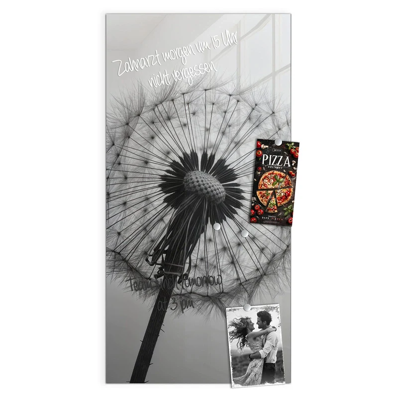 Glas Magnettafel - Pusteblume im Wind