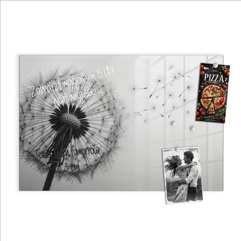 Glas Magnettafel - Pusteblume im Wind