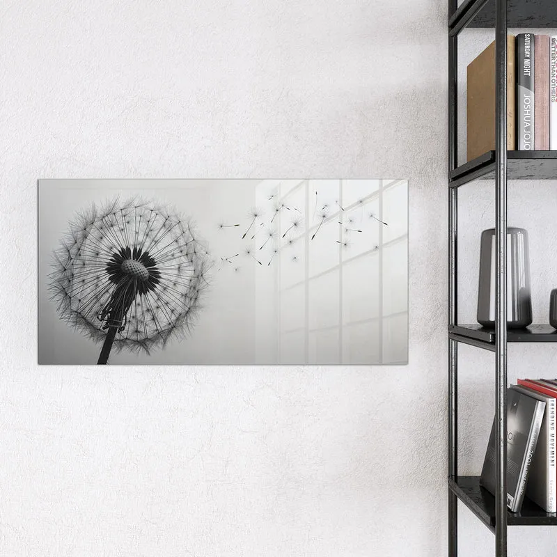 Glas Magnettafel - Pusteblume im Wind