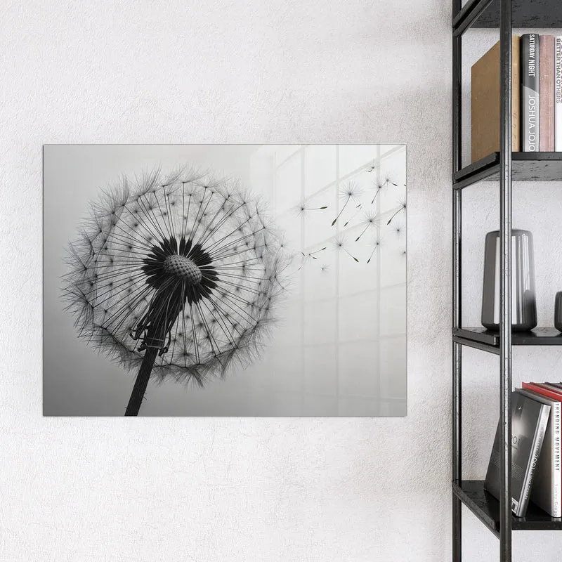 Glas Magnettafel - Pusteblume im Wind