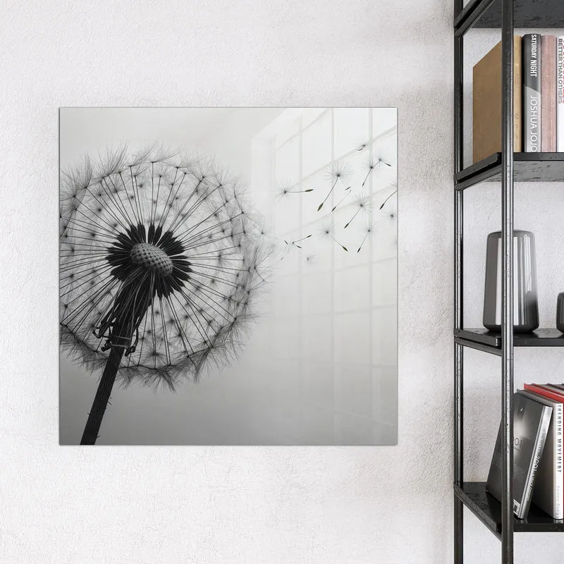 Glas Magnettafel - Pusteblume im Wind