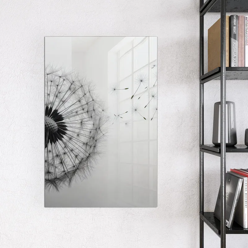 Glas Magnettafel - Pusteblume im Wind
