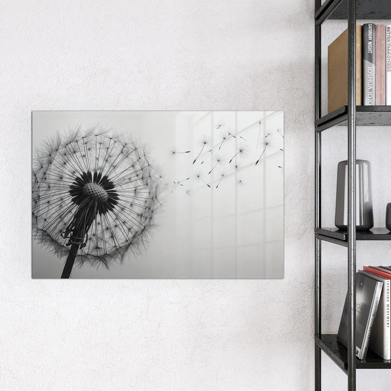 Glas Magnettafel - Pusteblume im Wind