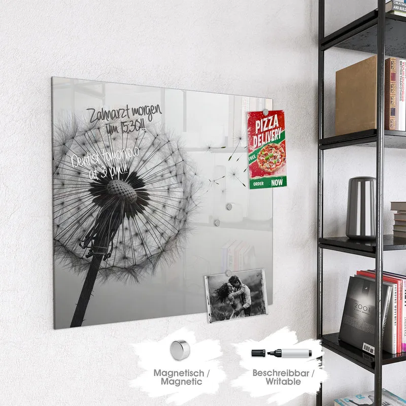 Glas Magnettafel - Pusteblume im Wind