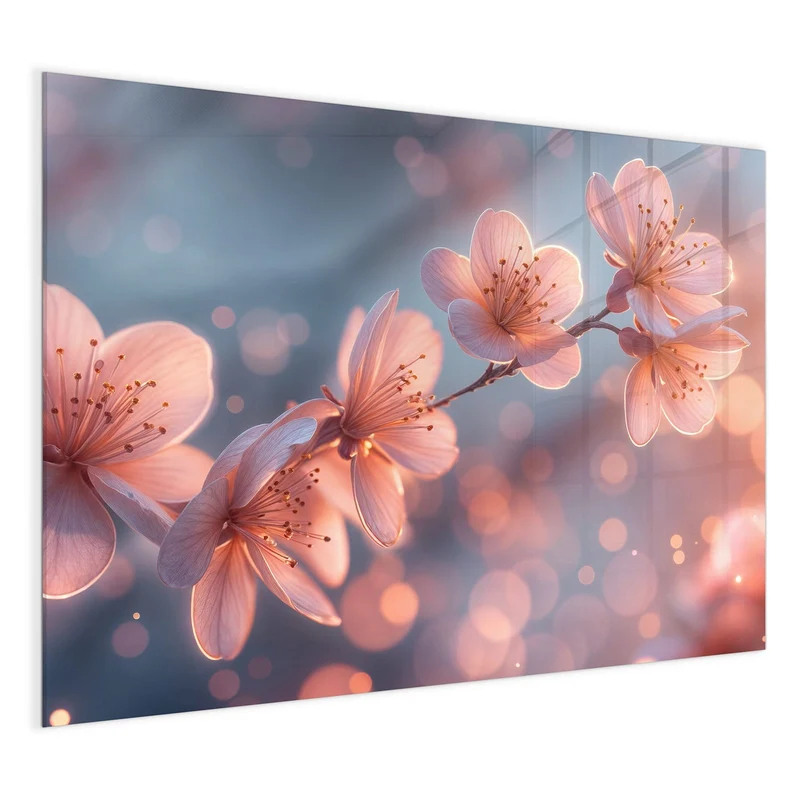 Glas Magnettafel - Kirschblüten im Licht