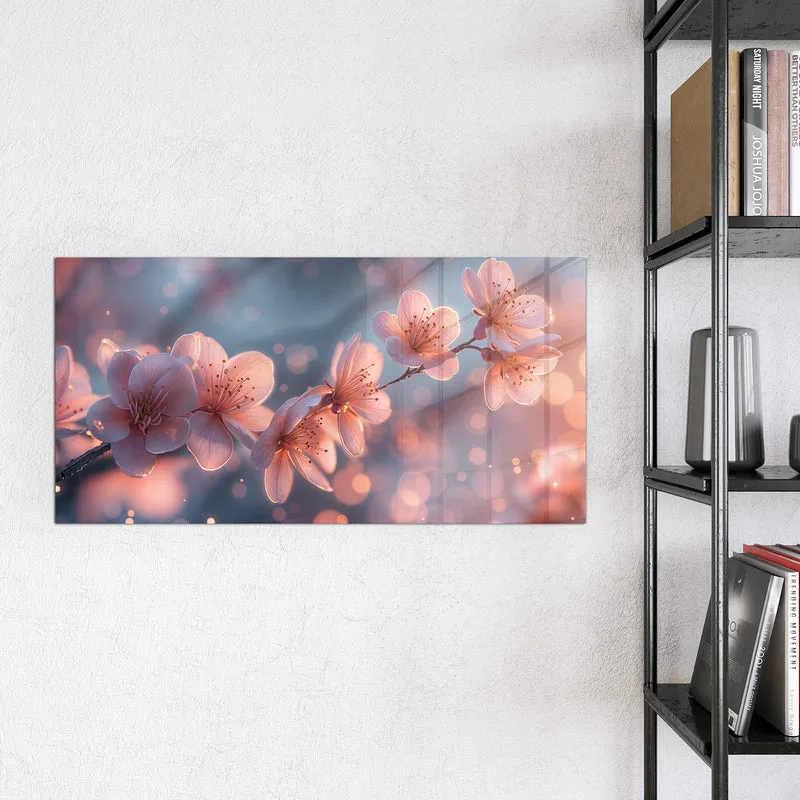 Glas Magnettafel - Kirschblüten im Licht
