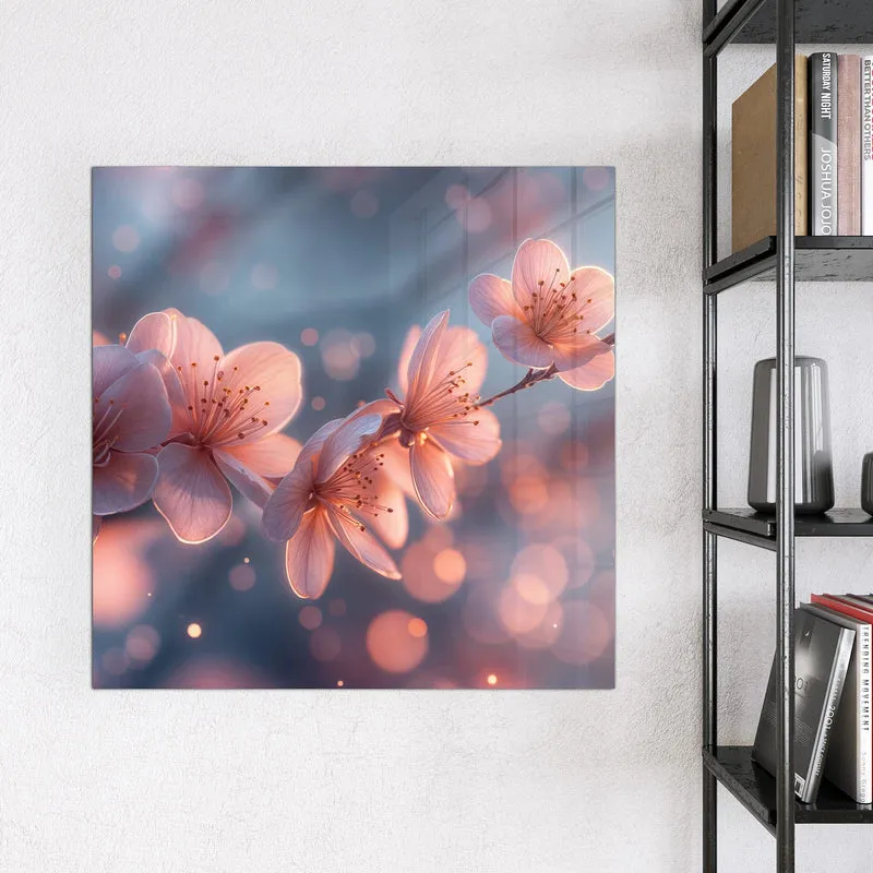 Glas Magnettafel - Kirschblüten im Licht