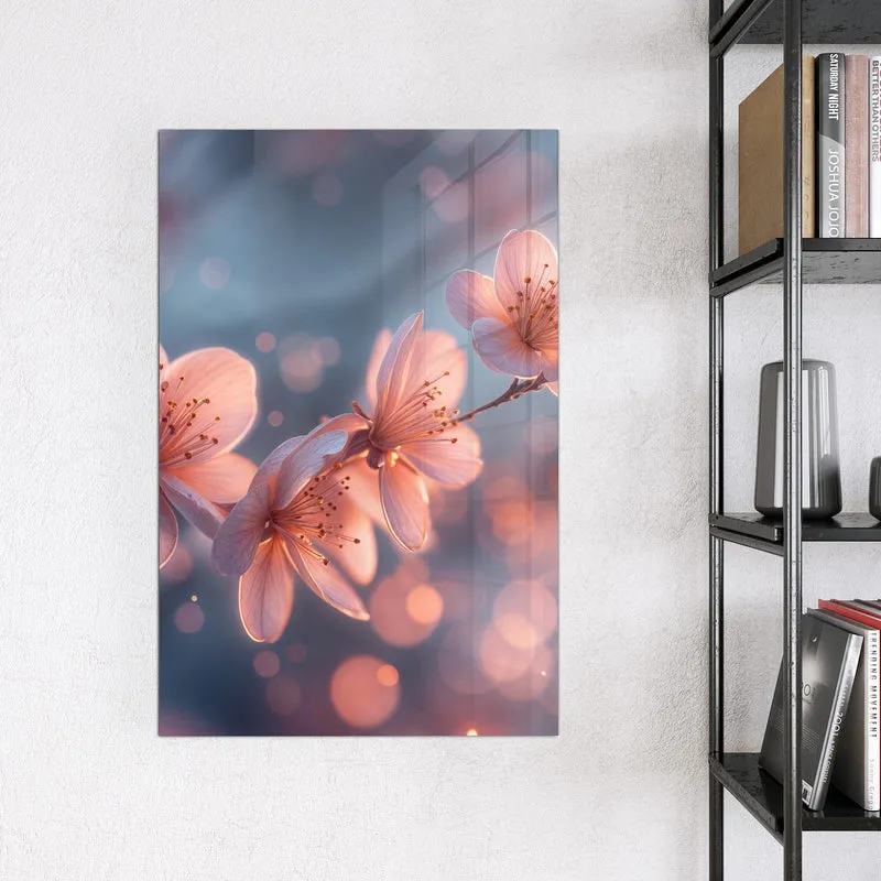 Glas Magnettafel - Kirschblüten im Licht