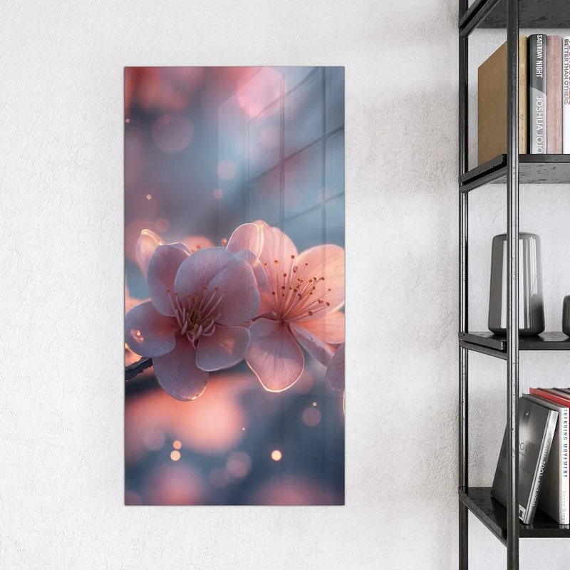 Glas Magnettafel - Kirschblüten im Licht