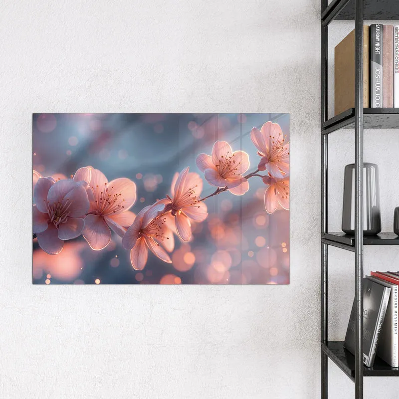 Glas Magnettafel - Kirschblüten im Licht