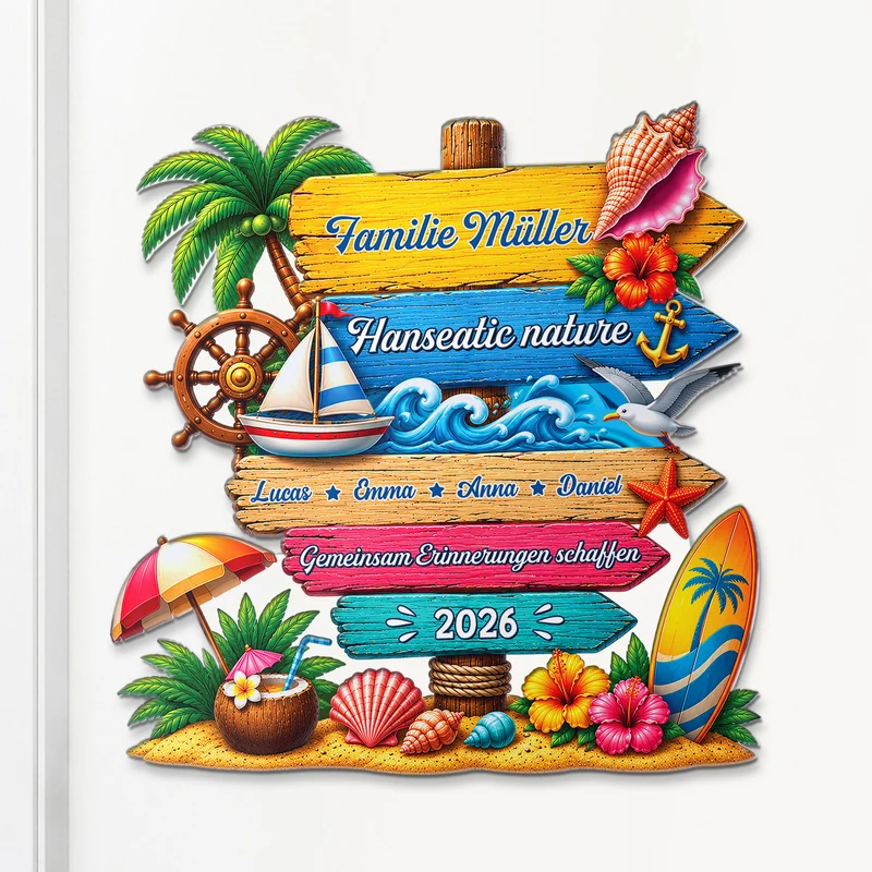 Familienurlaub Kreuzfahrtschiff - Personalisiertes Geschenk | Acryl Magnet