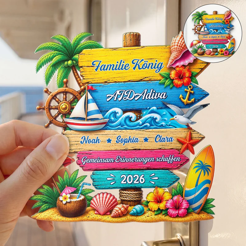Familienurlaub Kreuzfahrtschiff - Personalisiertes Geschenk | Acryl Magnet