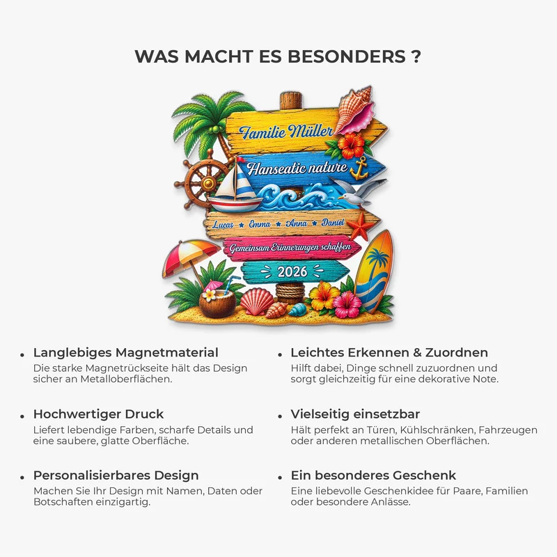 Familienurlaub Kreuzfahrtschiff - Personalisiertes Geschenk | Acryl Magnet
