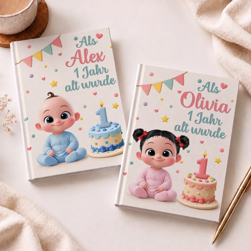 Geburtstag Geschenk 1 Jahr - Personalisiertes Geschenk | Notizbuch A5 Baby