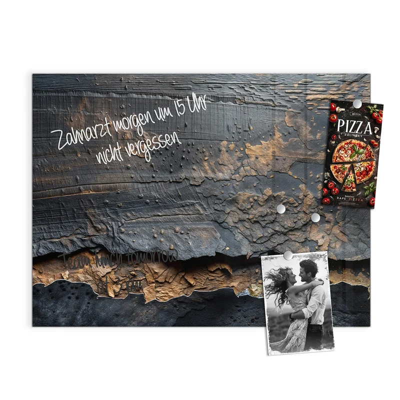 Glas Magnettafel - Verkohltes Holz